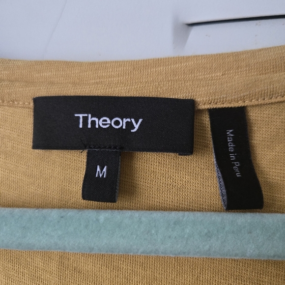 Theory Women's V-neck Shirt Plain Mustard Yellow Size M #211 - Picture 3 of 5